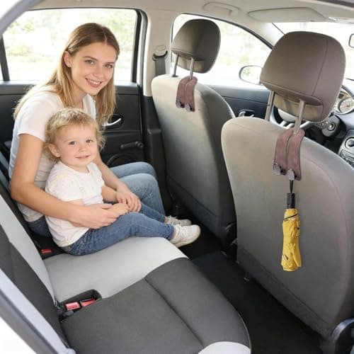 Purse Hook for Car - Double Metal Universal PU Leather Organizers | Car Seat Hooks | for Travel Road Trip Daily Driving Summer Camping Commute Picnic Vacation Outdoor Business — view 5