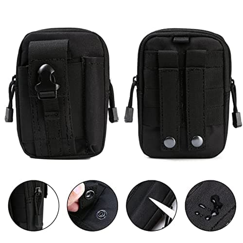 flintronic Tactical Waist Bags, Universal Outdoor Waist Pack| Molle EDC Pouch + Outdoor Hook | Utility Gadget Waist Bag with Cell Phone Holster for Sports, Hiking, Camping, Traveling (Black) — view 3