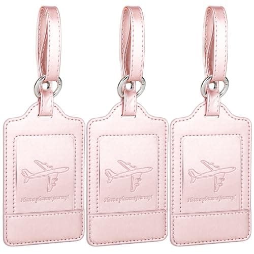 Teskyer 3 Luggage Tags for Suitcases, Travel Essentials, Rose Gold
