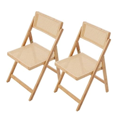 Warmiehomy Rattan Folding Dining Chairs Set of 2, No Assembly Required
