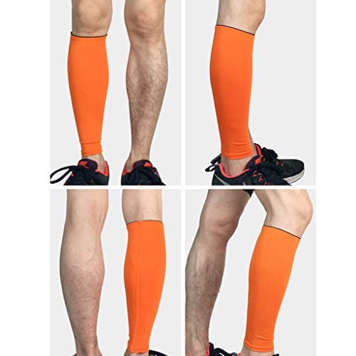 Socks Without Socks, Plain Running Compression Socks for Men and Women, Calf Support, Sporty Calf Compression Sleeves, Compression Stockings for Performance Increasing/Cramps, orange, L — view 2