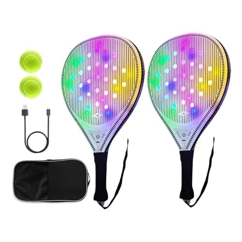 Womens Tennis Racket Glowing USB Beach Paddle Game Set