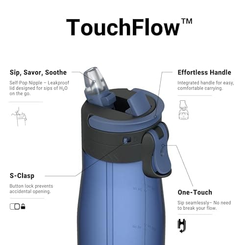 Sparrow Water Bottle 1L - One-Tap TouchFlow Water Bottles with Straw - Non-Toxic - BPA Free Tritan Bottles - Leak Proof & Sustainable Drinks Bottle for Sports, Outdoors — view 2