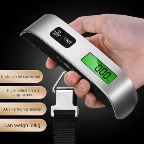 Luggage Scale, Digital Portable Luggage Weight Scale 110 lb/ 50KG, Hanging Suitcase Weigher for Travel, Suitcase Scale with Temperature Measurement Function Capacity Silver (1) — view 2