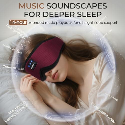 MUSICOZY Breathable Sleep Mask Headphones for Side Sleepers 100% Blackout — view 4