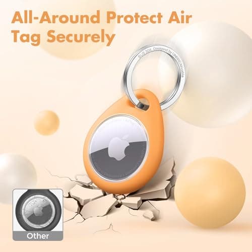 UNBREAKcable 360° Protective Case for AirTag (1st & 2nd Generation) [4 Pack], TPU Full Cover Keyring Holder with 304 Stainless Steel Keychain, Scratch-Resistant Design for Keys, Bags, Luggage — view 4