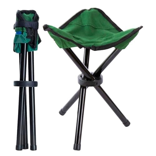 ADEPTNA Lightweight Folding Camping Stool Compact 3-Legged Portable Travel Chair with Adjustable Carry Strap Sturdy Steel Frame Durable 600D Oxford Cloth Foldable Tripod Seat for Camping, Hiking, Fish