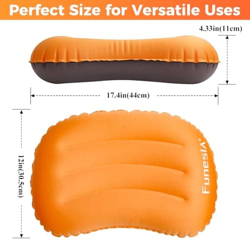 Funesla Camping Pillow Inflatable, Compressible, Lightweight Inflatable Pillows for Camping, Small InflatableTravel Camping Pillow for Adults Kids, Backpacking, Hiking, Beach-Orange — view 5
