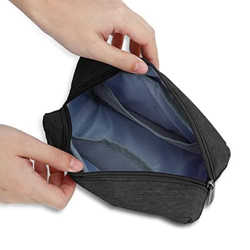 DOB SECHS Waterproof Canvas Mini Travel Makeup Carrying Case Toiletry Wash Bags Cosmetic Bag Portable Electronics Accessories Organizer Gym Shaving Bag (Black) — view 3