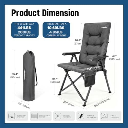OUTSIDER High Back Folding Reclining Camping Chair for Adults — view 2