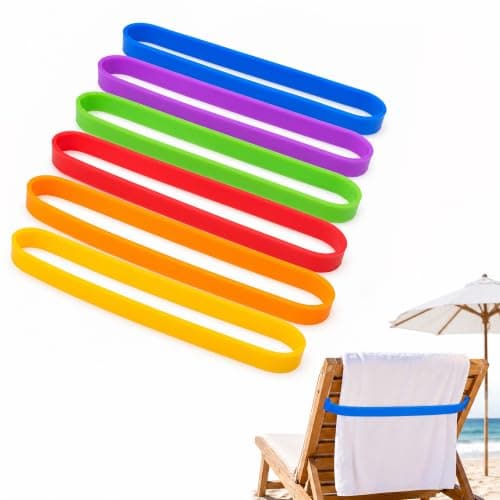 ZAYSY 6 Pcs Silicone Towel Bands for Sun Loungers - Beach and Cruise Chairs