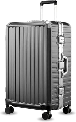 Luggex Large Suitcase with Aluminum Frame, Zipperless Luggage Polycarbonate Hard Shell Suitcase with Spinner Wheels, TSA Lock (Charcoal Metallic, 75x52x31 cm)