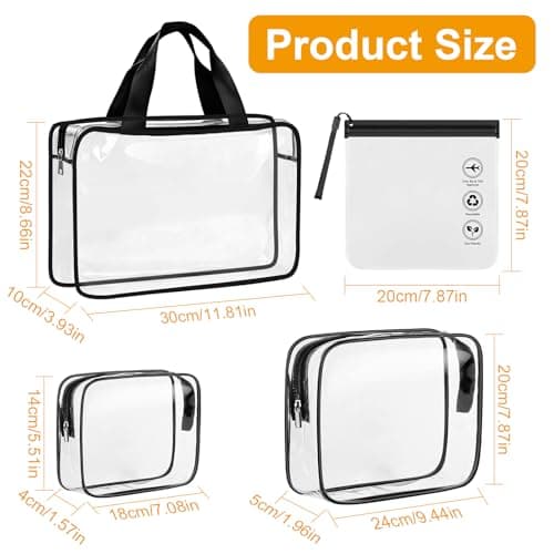 Weniubit Clear Travel Toiletries Bag, 3PCS Large Portable Waterproof Toiletry Bags with 2PCS Airport Security Liquids Bags, PVC Makeup Bag for Travelling and Holiday — view 2