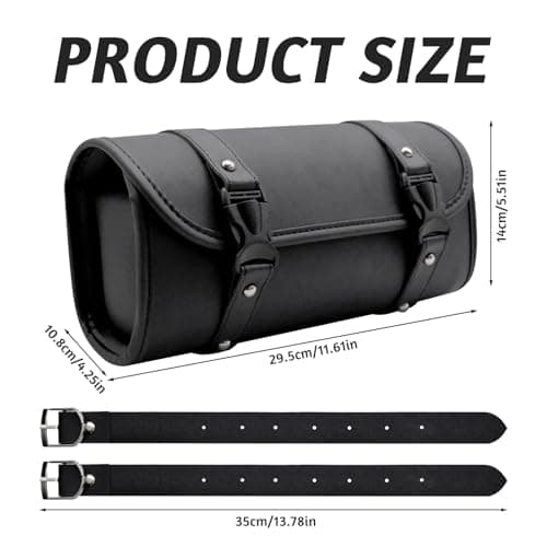 Griwuut Motorcycle Saddle Bags, Universal Waterproof PU Leather Motorbike Storage Bag, Practical Outdoor Carry Pouch with 2 Buckle Straps — view 2