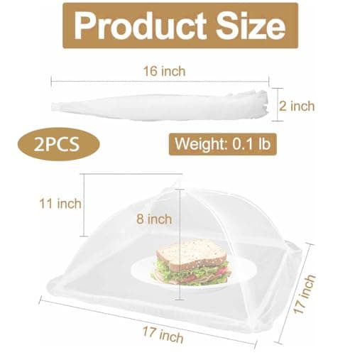 2 Pcs White Food Covers, Food Covers Mesh Pop Up, 16In, Collapsible — view 2