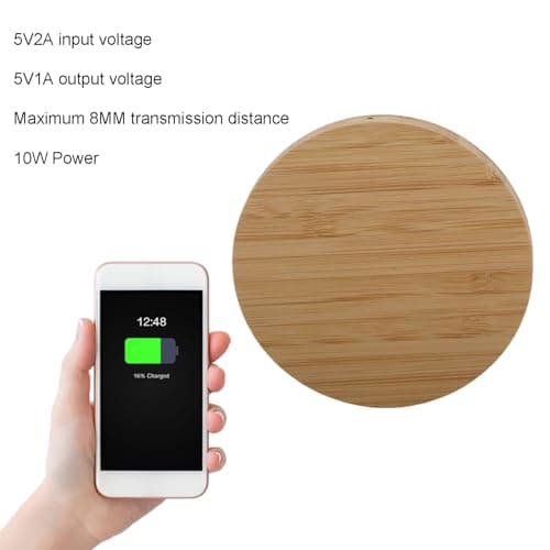 Plyisty Wireless Charger Pad, Bamboo Wood Cell Phone Wireless Charger, 10W Power Charging Station, for Note 8, S8, S8 Plus, S7, S7 Edge, S6, S6 Edge, S10, S10e, S9, G7 — view 3