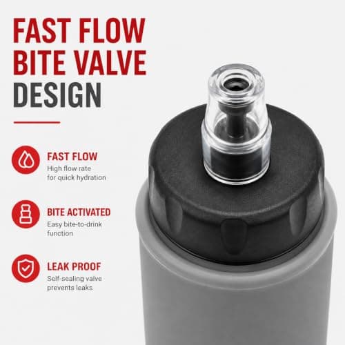 Thirsaa Collapsible Soft Flask Water Bottle, BPA FREE Hydration Bottle with Roll Up Design for Running, Hiking, Cycling or Travelling (1, 600, Millilitres, Charcoal) — view 3