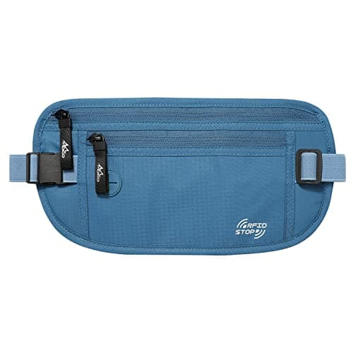 MoKo Travel Money Belt with Hidden RFID Blocking Wallet, Blue