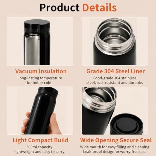 Insulated Bottle 300ml – Stainless Steel Travel Cup — view 3