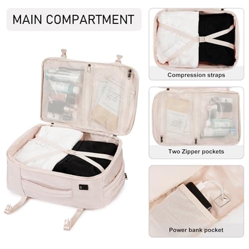 ECOHUB 20L Max Ryanair Cabin Bag 40x20x25 Underseat Backpack Carry on Bag Hand Luggage Backpack with USB Port Recycled PET Eco Friendly Rucksack for Women & Men, Beige (Patented) — view 5