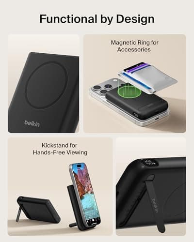 Belkin BoostCharge 10,000mAh Magnetic Power Bank with Kickstand - Black — view 3