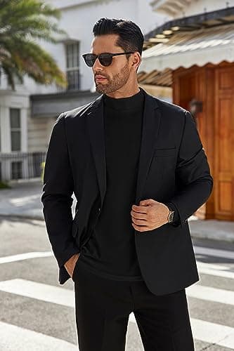 Ekouaer Men's Mock Turtleneck Shirts Long Sleeve Basic Turtle Neck Undershirt Lightweight Thermal Top Black XL — view 3