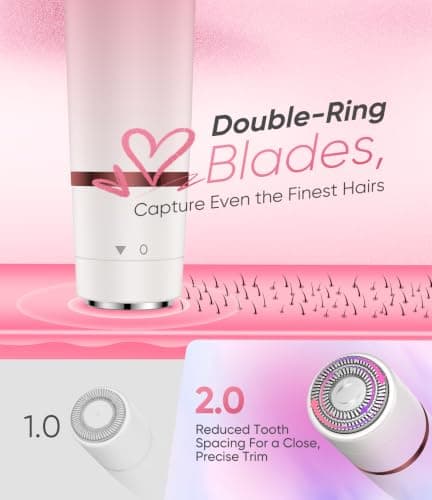 Facial Hair Remover for Women,4-in-1 Bikini Trimmer Women,USB C Mini Lady Shavers with 4-Level Battery Indicator (25%, 50%, 75%, 100%) Eyebrow Razor,Nose Trimmer,for Face Nose/Ear Body,Gradient Pink — view 4