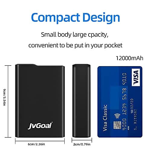 JVGoal Small Power Banks 12000mAh Portable Charger Mini External Battery Pack with LCD Digital Display 2 USB Ports Phone Charger for iPhone, Smartphone, Huawei, Samsung Galaxy Heated Vests and More — view 2