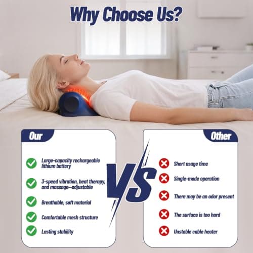 Neck Massager with Heat, Neck and Shoulder Massager, Wireless U-Shaped Ergonomic Massage Pillow Design, 3 Heat Settings (41-45°C), 3 Vibration Modes for Neck & Shoulder Relief, Purple — view 6