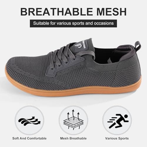 penicfine Women's/Men's Wide Barefoot Shoes,Minimalist Style Casual Shoes,Zero Drop Outdoor Walking Shoes., A Deep Gray, 11 Wide Women/9 Wide Men — view 5