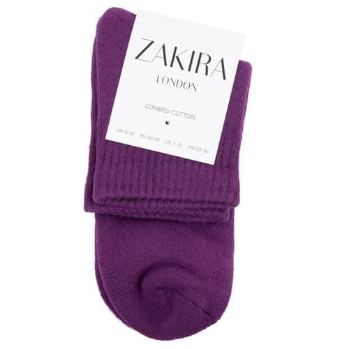 ZAKIRA Combed Cotton Terry Trainer Socks, 6-10 (UK), Purple — view 3