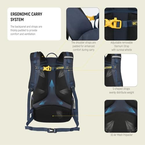 SKYSPER Rucksack 25L Hiking Backpack with Rain Cover, Lightweight Travel Backpack Camping Trekking Daypack for Men Women, Durable Small Rucksack for Outdoor Sports — view 4
