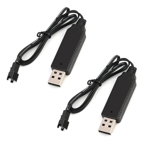 2PCS Battery Charger for Bubble Machine Gun for 3.6V 3.7V Rechargeable Battery Packs, Compatible with RC Cars, Tanks, Boats, Trucks, Trains, Toys, USB Charging Cord with LED Indicator