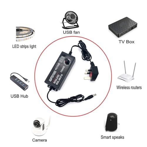 JZK DC 3-12V 5A Adjustable Variable AC/DC Adapter Charger with LED Voltage Display, Universal Power Supply Transformer 60W Max 100-240V AC to DC Converter 3V 4V 4.5V 5V 6V 7V 8V 9V 10V 12V — view 6