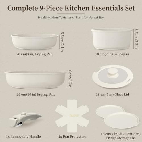 YASHE 9Pcs Granite Nonstick Pans and Pots Set, Oven Safe, Stackable — view 2