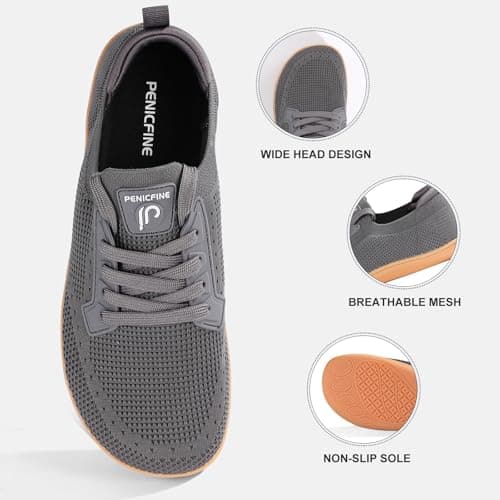 penicfine Women's/Men's Wide Barefoot Shoes,Minimalist Style Casual Shoes,Zero Drop Outdoor Walking Shoes., A Deep Gray, 11 Wide Women/9 Wide Men — view 4