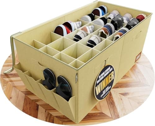 Tydi XXL Shoe Storage Box, 24 Compartments, Cream