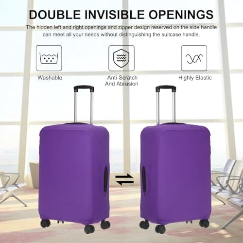 sourcing map Travel Luggage Cover, Washable Suitcase Covers for Luggage Anti-scratch Suitcase Protector Elastic Baggage Protective, Fits 29-32 Inch Suit Case, Purple Blue — view 4