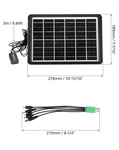 QWORK® Small Solar Panel Charger Portable USB Solar Panel, 6V 8W 1.6A, for Camping Hiking Outdoor Activities — view 6