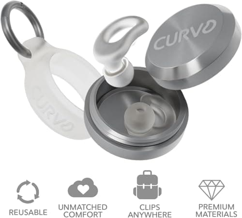 CURVD Everyday Earplugs + Case Clip Bundle, The Perfect earplug for Sleep, Travel, Noise Sensitivity/canceling + Case Clip Package Portable Waterproof Container & Silicone Sleeve for Ear Plugs(Cloud) — view 5
