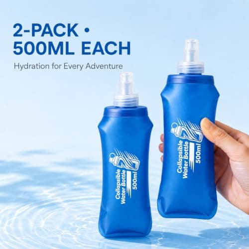 JOYAONE Collapsible Water Bottle 500ml x 2, Soft Flask for Running & Hiking — view 3