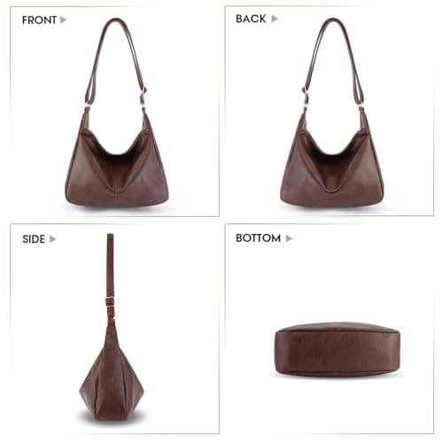 Aodotx Women's Hobo Crossbody Bag Vegan Leather Bag 34cm Adjustable Strap — view 6