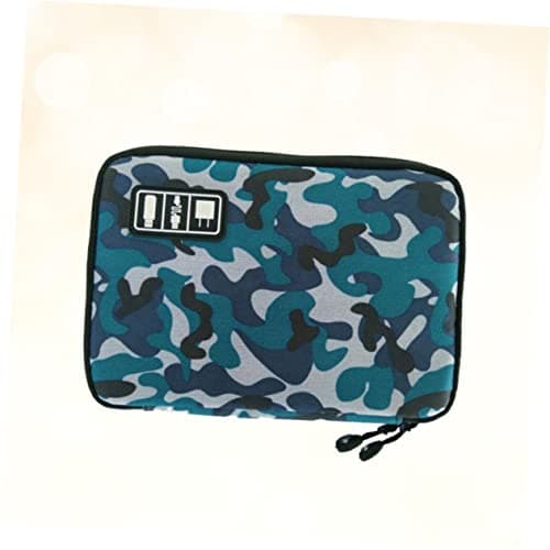 Angoily 2-layer Usb Cable Storage Organizer Camouflage Cord Holder for Data Cable Usb Storage Travel Digital Pouch for Electronic Accessories Cases Green — view 3