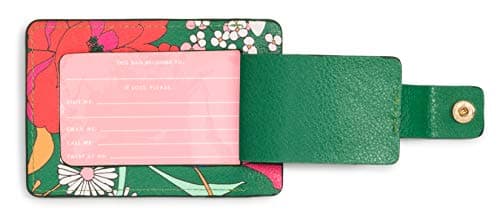 Ban.do Getaway Suitcase Tag for Travel, Green Floral Durable Vegan Leather Luggage Identifier, Superbloom — view 2