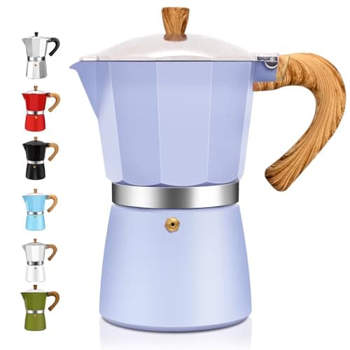 DITOSH 3 Cup Aluminum Espresso Stovetop Moka Pot Express Coffee Maker Percolator Italian Classic Mocha Coffee Machine for Italian and Cuban Cafe Brewing for Home & Camping 150ml 5oz (Purple, 9 Cup)