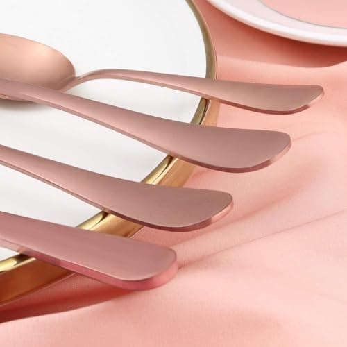 Cutlery Set, BEWOS 16-Piece Stainless Steel Flatware Set, Tableware Silverware Set with Matt Rose Gold Spoon Knife and Fork Set, Service for 4, Dishwasher Safe/Easy Clean — view 6