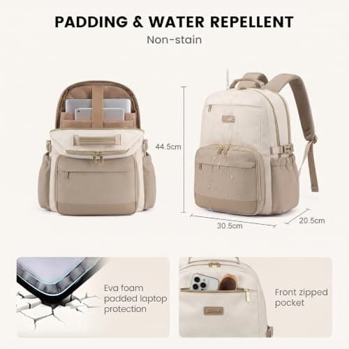 LOVEVOOK Laptop Backpack for Women with Lunch Compartment and Pouch Pocket for Large Capacity Cup,15.6 Inch Insulated Cooler Laptop Rucksack Work Travel College Teacher Business Picnic Lunch Bag Box — view 5