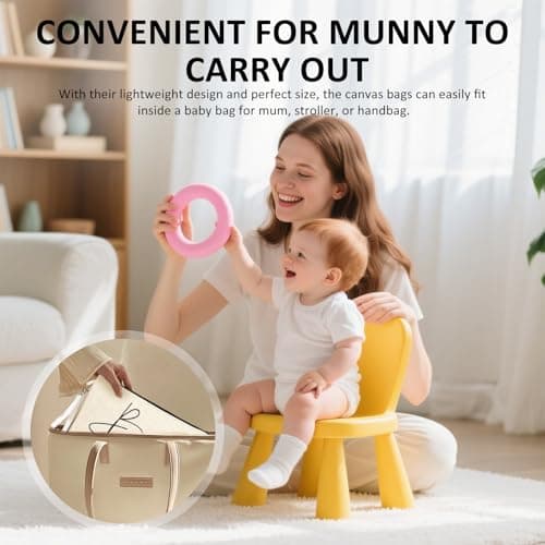 2Pcs New Mum Gifts Canvas Bag Set, Mum to Be Gift Zipper Pouch, Baby Shower Gifts for Mums, Pregnancy Present for Expecting Mother Baby New Mom Gift, Mummy & Babys Storage Cosmetic Bags — view 3