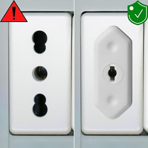 Socket child safety lock without glue, 20 pieces, suitable for sockets type F and type L, in white, with keys, outlet safety plug, connector child security, baby point lock set — view 3