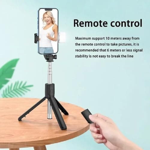 XIHAMA Selfie Stick Tripod with Light,3 in 1 Extendable Selfie Stick with Wireless Remote,Portable Phone Tripod Compatible with iPhone 16/15/14,Galaxy,Huawei,LG(Black+Light) — view 5